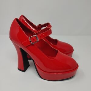 Ellie Red Mary Jane Platform Heels